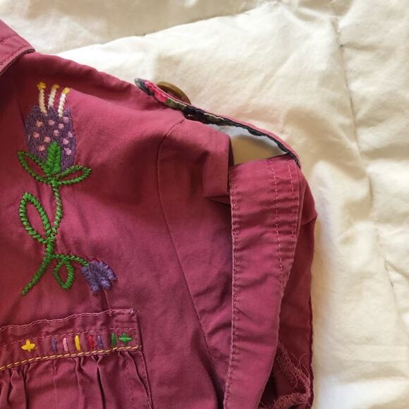 Next Girls’ Embroidered Dress Short Sleeve Flowers Boho Dark Pink Size 5 - Picture 8 of 11